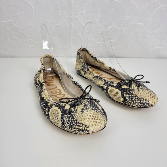 Sam Edelman Womens Shoes Size 8 Brown Leather Embossed Snakeskin Print Flats - Picture 5 of 10